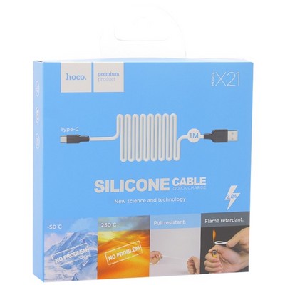 Дата-кабель USB Hoco X21 Silicone Type-C (1.2 м) Black & White - фото 5494