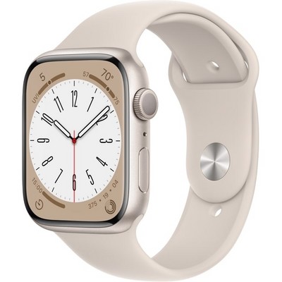 Умные часы Apple Watch Series 8, 45 мм, корпус из алюминия цвета «сияющая звезда» MNP23 - фото 29308