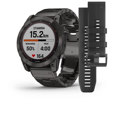 Умные часы Garmin Fenix 7X Sapphire Solar титановый угольно-серый DLC с угольно-серым титановым DLC браслетом - фото 33246