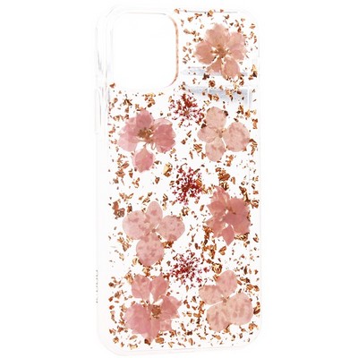 Чехол-накладка силиконовая KZDOO Flowers TPU+Dried Flowers+Lucite для Iphone 11 Pro Max (6.5") Розовая - фото 10057