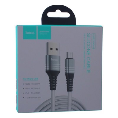 Дата-кабель USB Hoco U46 Tricyclic silicone charging data cable MicroUSB (1.0 м) White - фото 5394