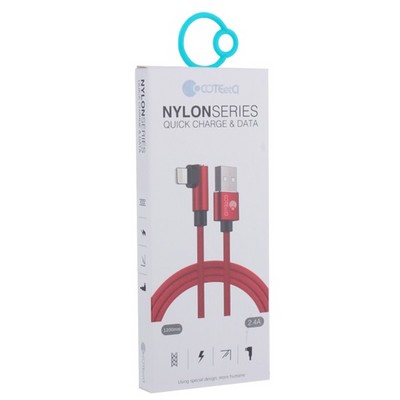 Дата-кабель USB COTECi M47 L NYLON series Lightning cable QUICK CHARGE CS2161-RD (1.2 м) 2.4А Красный - фото 5427
