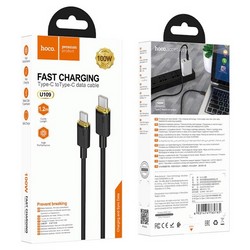 Дата-кабель Hoco U109 Fast charging data cable Type-C to Type-C (20V-5A, 100Вт Max) 1.2 м Черный