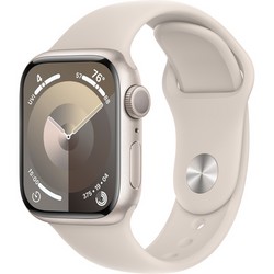 Умные часы Apple Watch Series 9, 41 мм, корпус из алюминия цвета сияющая звезда, спортивный ремешок цвета сияющая звезда