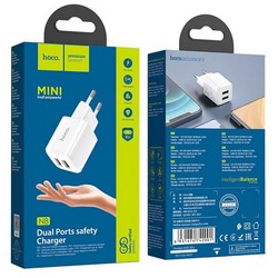 Адаптер питания Hoco N8 Briar dual port charger Apple&Android (2USB: 5V max 2.4A) Белый